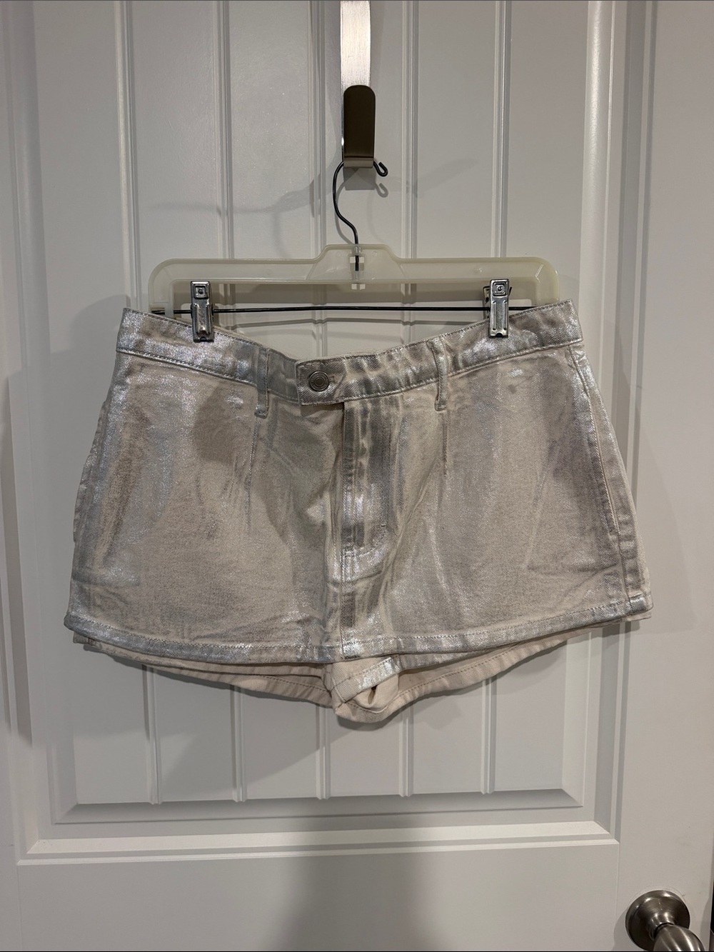 We The Free Metallic Silver Women's Denim Mini Skort